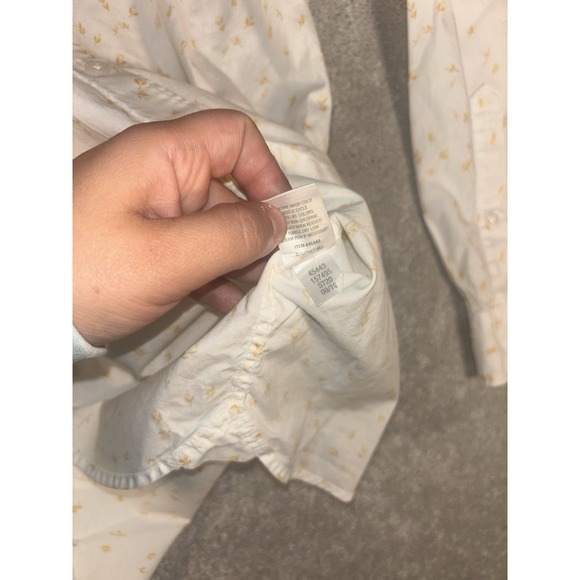 garnet hill white‎ button up foral blouse size 12 organic pima cotton - Picture 9 of 10